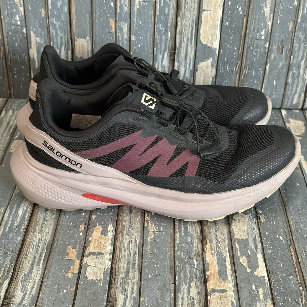 Salomon Hypulse Trail Running Sneakers Womens 7.5 Purple Black Lace Up Shoes